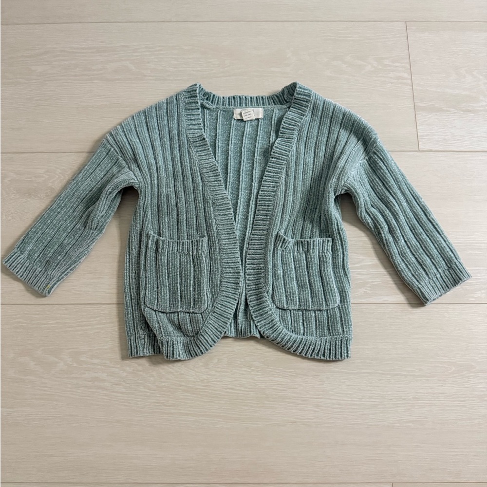 ✨ Peek 3T Knitted Light Green Open Cardigan